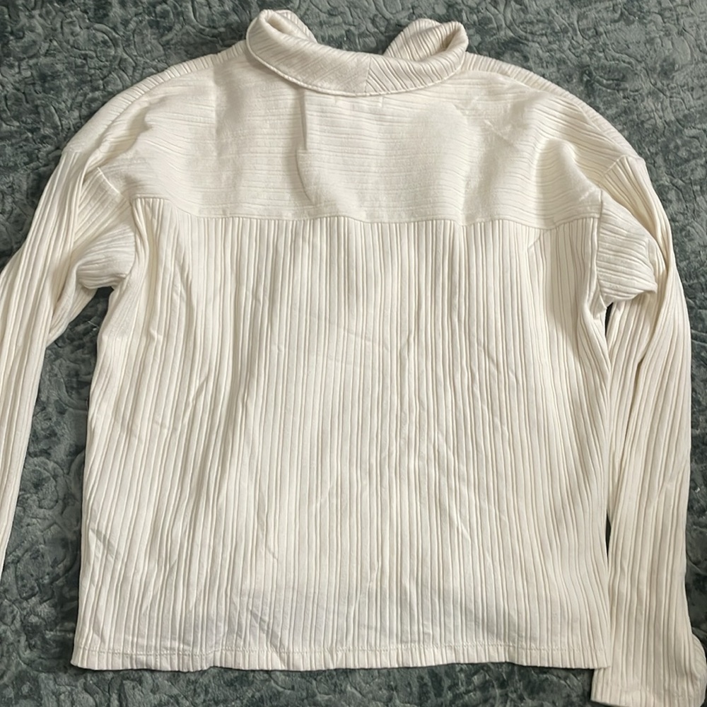 Madewell Variegated Ribbed Boxy Polo Shirt Long Sleeve - Picture 3 of 5